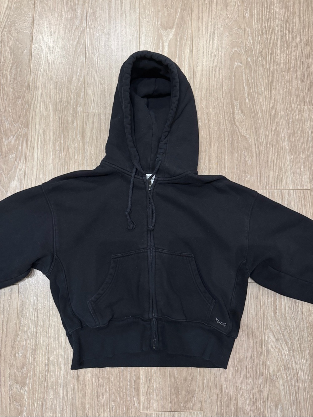 Aritzia TNA Cozy Fleece Boyfriend Zip Hoodie Black